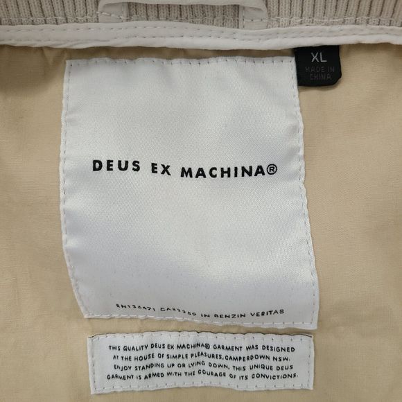 Vintage DEUS EX MACHINA Motorcycles Spell Out Garth Bomber Track Jacket White XL - Picture 10 of 12